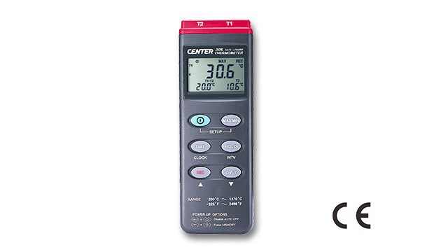 Center 306 Dual Input T/C Thermometer with Logging