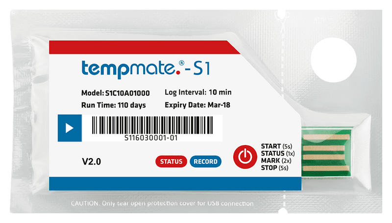 Tempmate S1 V2 Single-Use Temperature Data Logger